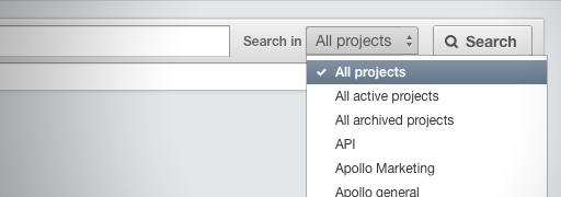 Search in active and archived projects