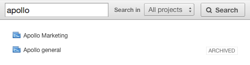 Archived projects in search results